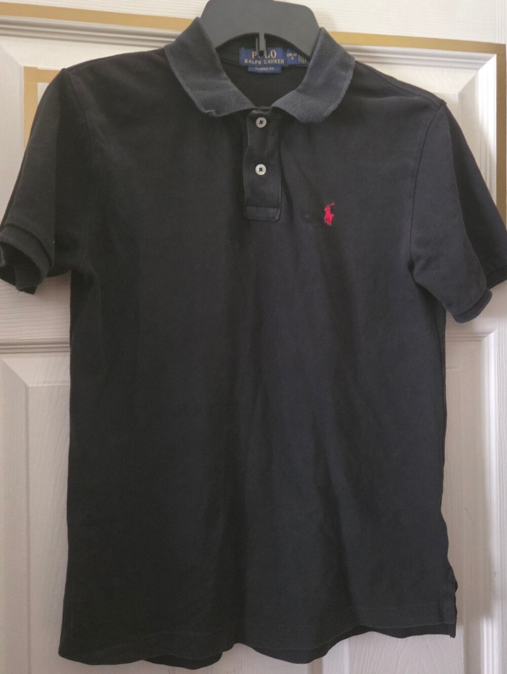 Ralph Lauren Black Polo with Red Pony Embroidery